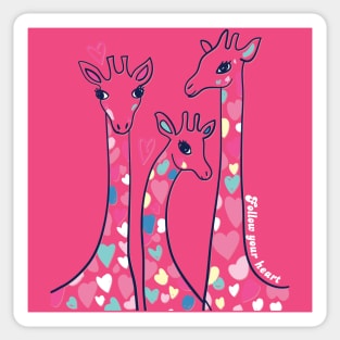 Giraffe Follow You Heart Sticker